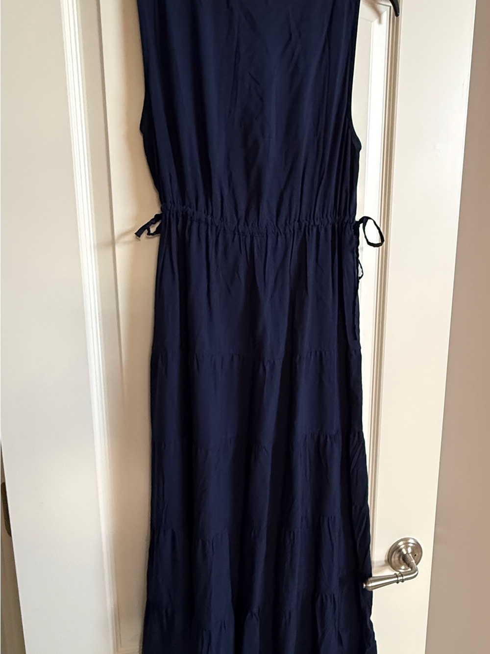 Max Studio sleeveless  Navy Maxi Dress with Drawstring Waist